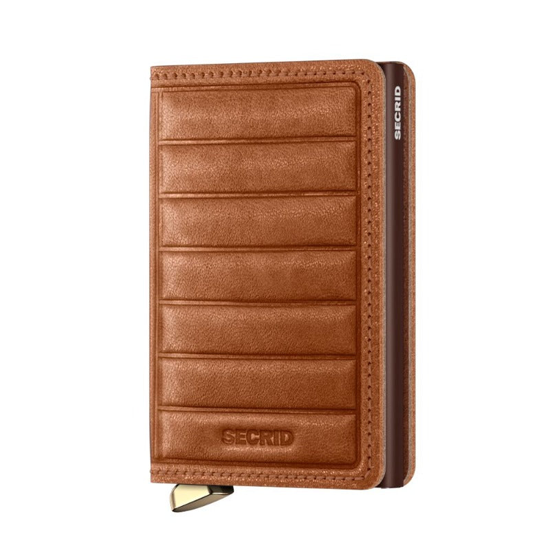 Premium Slimwallet Emboss Lines Cognac