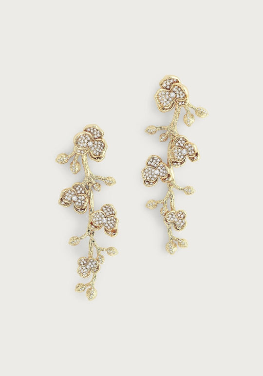 ANABEL ARAM Orchid Pavé Clear White Dangle Earrings