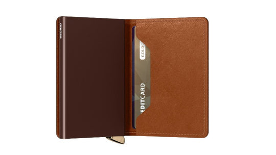 Premium Slimwallet Emboss Lines Cognac