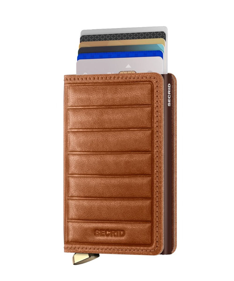 Premium Slimwallet Emboss Lines Cognac