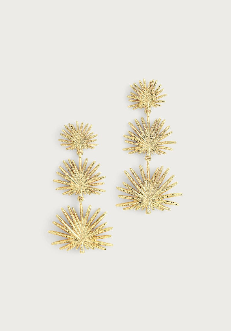 ANABEL ARAM Triple Fan Palm Dangle Earrings