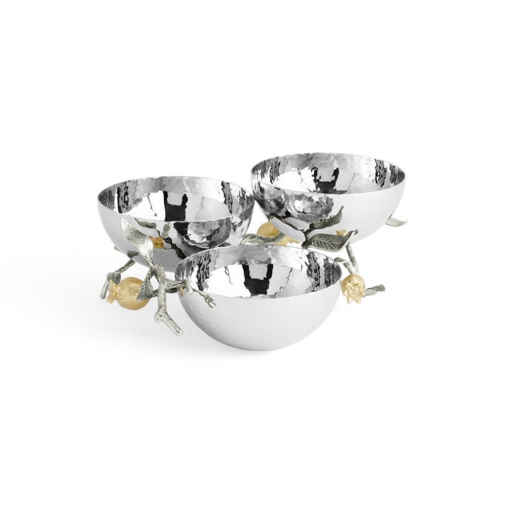 Pomegranate Silver & Gold Triple Bowl