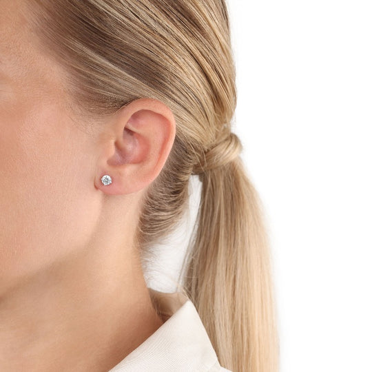 AMOR Ear studs for Women, Silver 925